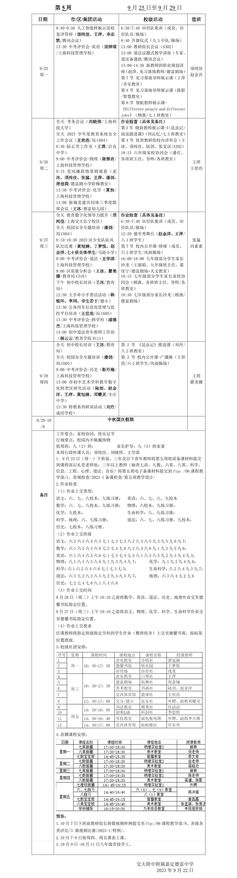 2023-1 第五周工作安排.png
