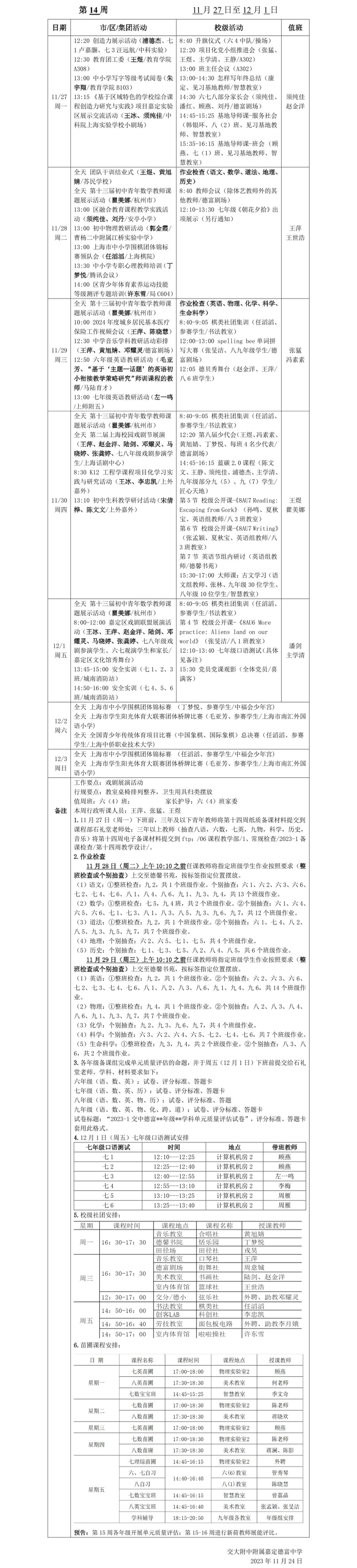 2023-1 第十四周工作安排.png