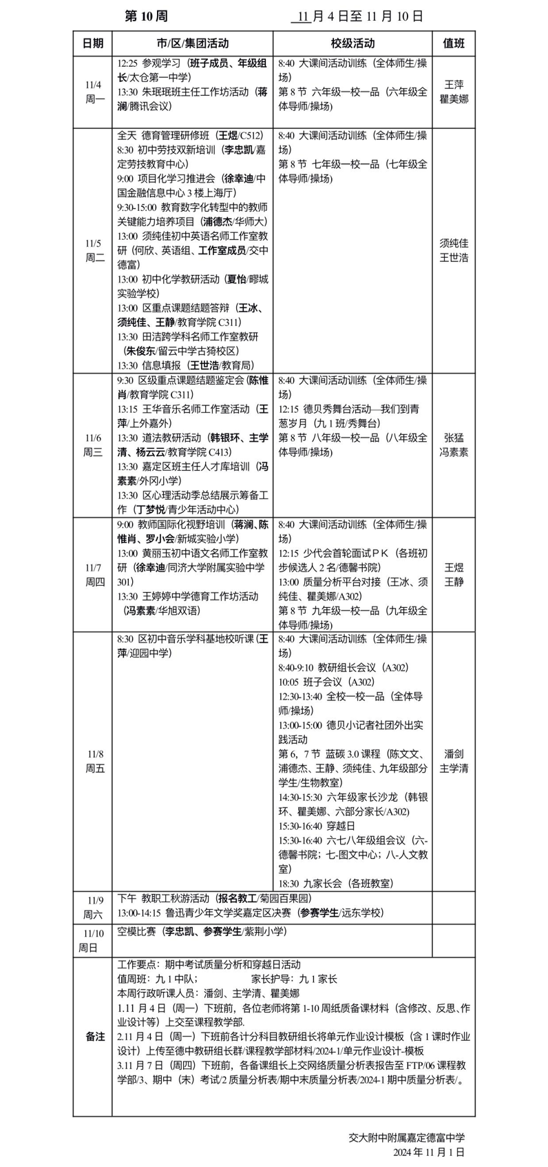 2024-1 第十周工作安排.png