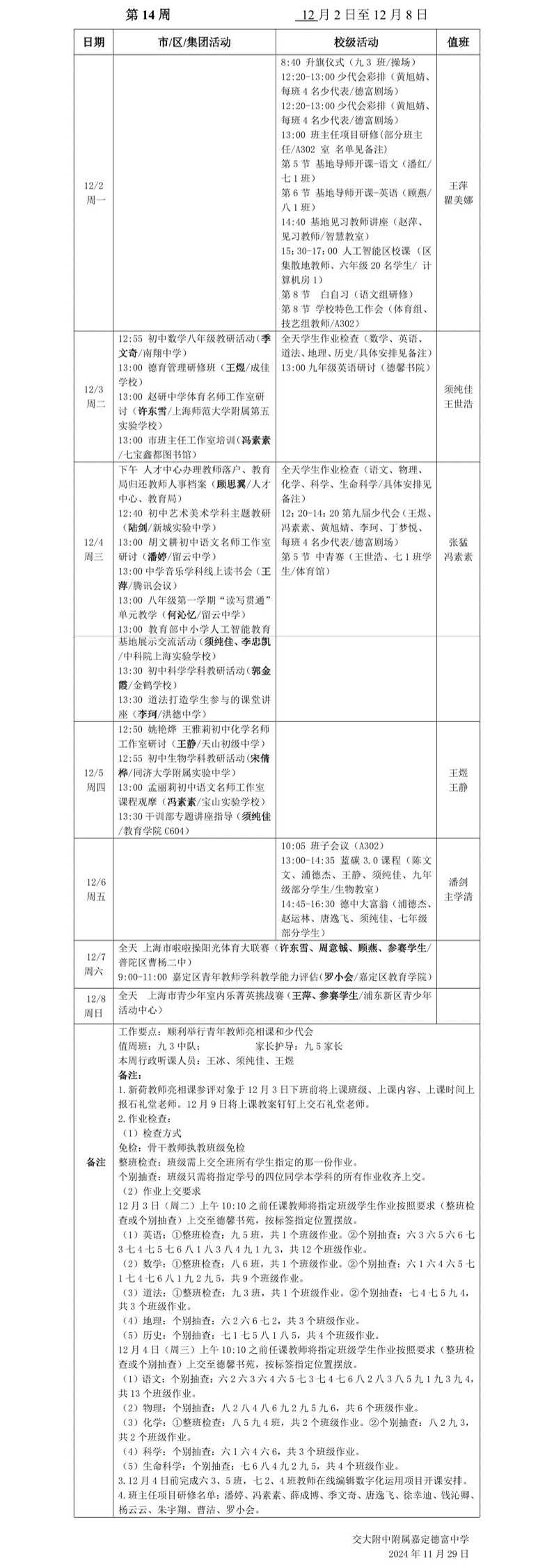 2024-1 第十四周工作安排.png